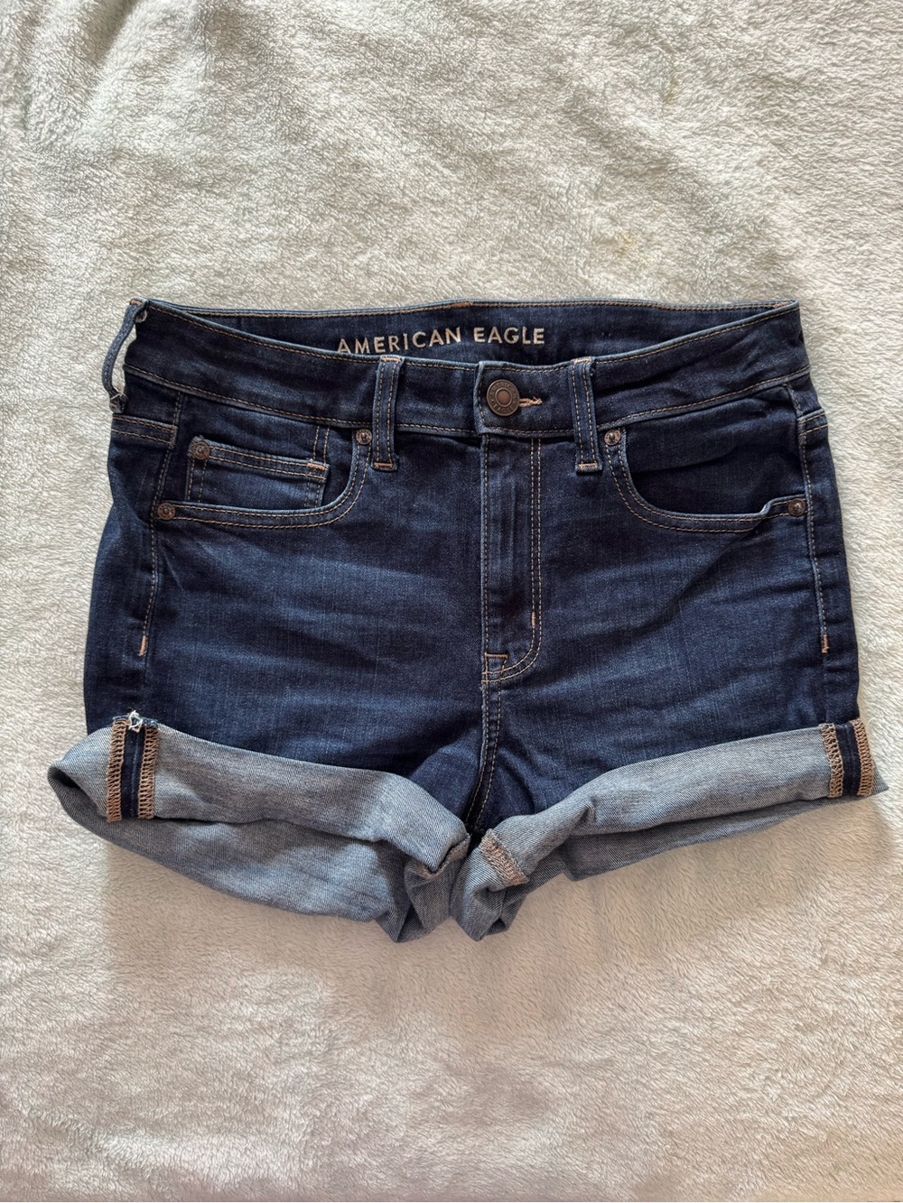 Women’s American Eagle Next Level Stretch Hi-Rise Shortie Denim Shorts Size 8